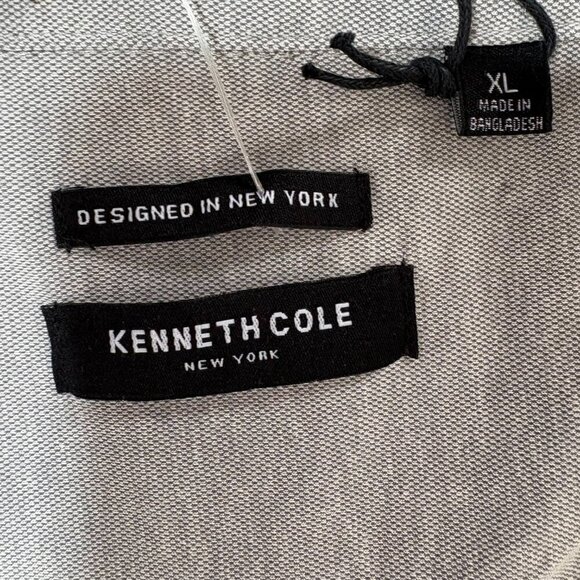 NWT Kenneth Cole New York Men's XL Grey Long Sleeve Button Down Knit - Picture 3 of 10